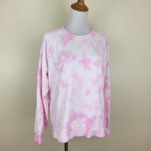 LUCKY BRAND White Pink Tie Dye Long Dolman Sleeve Shirt